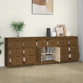 Aparador de madera maciza de pino marrón miel 230 x 35 x 80 cm de , Aparadores - Ref: Foro24-3114092, Precio: 362,99 €, Descu...