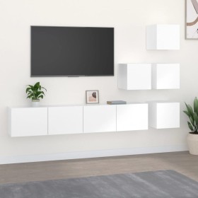 White plywood TV wall cabinet by , TV Furniture - Ref: Foro24-3114574, Price: 164,99 €, Discount: %