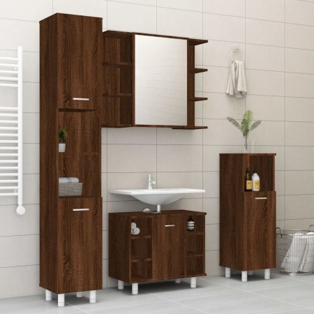 Bathroom furniture set 4 pieces oak brown plywood by , Bathroom furniture - Ref: Foro24-3187614, Price: 240,99 €, Discount: %