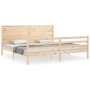 Bed frame with solid wood headboard 200x200 cm by , Beds and slatted bases - Ref: Foro24-3195046, Price: 196,76 €, Discount: %