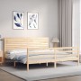 Bed frame with solid wood headboard 200x200 cm by , Beds and slatted bases - Ref: Foro24-3195046, Price: 196,76 €, Discount: %