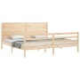 Bed frame with solid wood headboard 200x200 cm by , Beds and slatted bases - Ref: Foro24-3195046, Price: 196,76 €, Discount: %