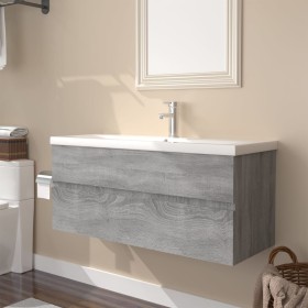 Mueble de baño con lavabo madera contrachapada gris Sonoma de , Tocadores de baño - Ref: Foro24-3152886, Precio: 300,03 €, De...