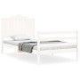 White solid wood bed frame with headboard 100x200 cm by , Beds and slatted bases - Ref: Foro24-3194172, Price: 137,88 €, Disc...