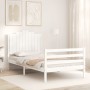 White solid wood bed frame with headboard 100x200 cm by , Beds and slatted bases - Ref: Foro24-3194172, Price: 137,88 €, Disc...