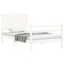 White solid wood bed frame with headboard 100x200 cm by , Beds and slatted bases - Ref: Foro24-3194172, Price: 137,88 €, Disc...