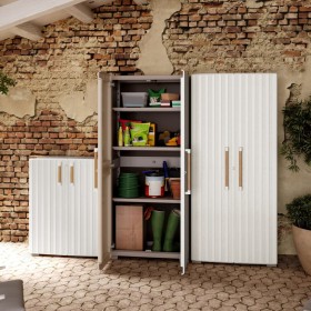 Keter Storage Cabinet with Groove Shelves Beige and Black by , Lockers and storage cabinets - Ref: Foro24-445044, Price: 279,...