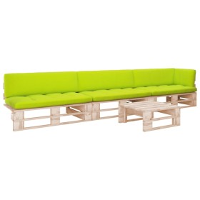 4-piece pallet furniture and impregnated pine wood cushions by , Garden sets - Ref: Foro24-3066755, Price: 323,99 €, Discount: %