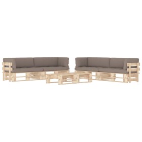 6-piece pallet furniture and impregnated pine wood cushions by , Garden sets - Ref: Foro24-3067041, Price: 586,98 €, Discount: %