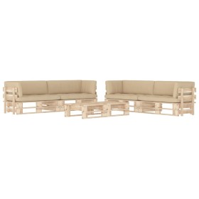 6-piece pallet furniture and impregnated pine wood cushions by , Garden sets - Ref: Foro24-3067036, Price: 544,99 €, Discount: %