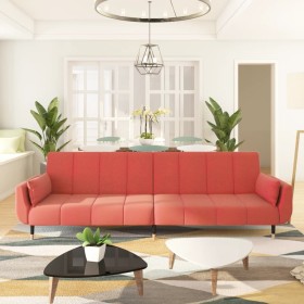 2-seater sofa bed with two pink velvet cushions by , Sofas - Ref: Foro24-337586, Price: 289,26 €, Discount: %