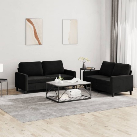 2-piece black velvet sofa set with cushions by , Sofas - Ref: Foro24-3201501, Price: 459,29 €, Discount: %