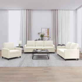 Cream velvet 3-piece sofa set with cushions by , Sofas - Ref: Foro24-3201484, Price: 677,45 €, Discount: %