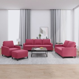 Sofa set with cushions 4 pieces red velvet by , Sofas - Ref: Foro24-3201490, Price: 675,24 €, Discount: %