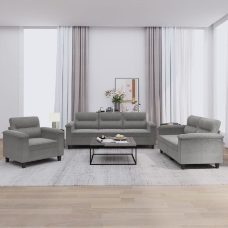 Sofa set with cushions 3 pieces dark gray microfiber fabric by , Sofas - Ref: Foro24-3202292, Price: 730,02 €, Discount: %