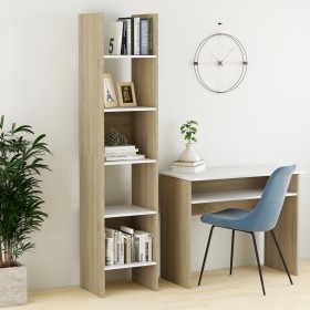 Regal aus Sperrholz in Weiß und Eiche, 40 x 35 x 180 cm von , Bücherregale und Regale - Ref: Foro24-803403, Preis: 70,18 €, R...