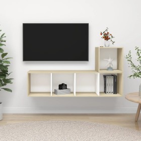 Living room furniture 2 pieces white engineered wood and Sonoma oak by , TV Furniture - Ref: Foro24-3079804, Price: 88,57 €, ...