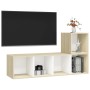 Muebles de salón 2 pzas madera ingeniería blanco y roble Sonoma de , Muebles TV - Ref: Foro24-3079804, Precio: 88,44 €, Descu...