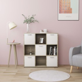 Regal aus Sperrholz in Weiß und Eiche, 90 x 30 x 90 cm von , Bücherregale und Regale - Ref: Foro24-802935, Preis: 131,99 €, R...