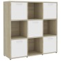 Estantería madera contrachapada blanco y roble 90x30x90 cm de , Librerías y estanterías - Ref: Foro24-802935, Precio: 132,75 ...