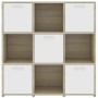 Estantería madera contrachapada blanco y roble 90x30x90 cm de , Librerías y estanterías - Ref: Foro24-802935, Precio: 131,99 ...