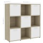 Estantería madera contrachapada blanco y roble 90x30x90 cm de , Librerías y estanterías - Ref: Foro24-802935, Precio: 131,99 ...