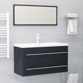 Gray plywood 2-piece bathroom furniture set by , Bathroom furniture - Ref: Foro24-804847, Price: 48,99 €, Discount: %