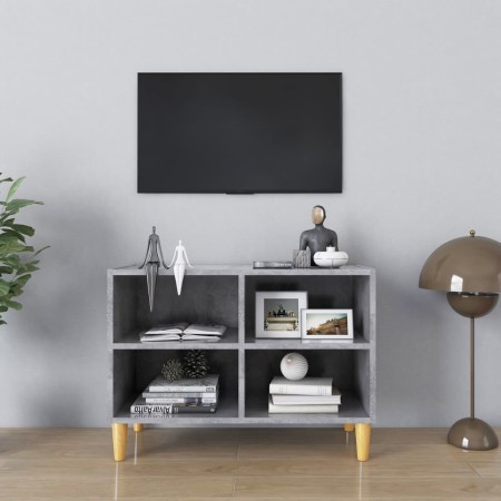 TV cabinet solid wood legs concrete gray 69.5x30x50 cm by , TV Furniture - Ref: Foro24-805927, Price: 34,99 €, Discount: %