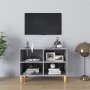 Mueble de TV patas de madera maciza gris hormigón 69,5x30x50 cm de , Muebles TV - Ref: Foro24-805927, Precio: 36,47 €, Descue...