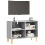 Mueble de TV patas de madera maciza gris hormigón 69,5x30x50 cm de , Muebles TV - Ref: Foro24-805927, Precio: 36,47 €, Descue...