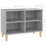 Mueble de TV patas de madera maciza gris hormigón 69,5x30x50 cm de , Muebles TV - Ref: Foro24-805927, Precio: 36,47 €, Descue...