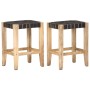 Kitchen stools 2 pcs black leather and mango wood 46x36x60cm by , Kitchen stools - Ref: Foro24-321836, Price: 124,10 €, Disco...