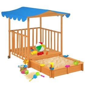 Children's playhouse with blue fir wood sandbox UV50 by vidaXL, sandboxes - Ref: Foro24-91795, Price: 197,99 €, Discount: %