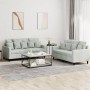 Sofa set with cushions 2 pieces light gray velvet by , Sofas - Ref: Foro24-3201700, Price: 468,42 €, Discount: %