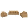 Brown velvet 3-piece sofa set with cushions by , Sofas - Ref: Foro24-3201687, Price: 668,92 €, Discount: %