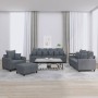 Dark gray velvet 4-piece sofa set with cushions by , Sofas - Ref: Foro24-3201691, Price: 744,99 €, Discount: %