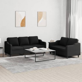 Sofa set with cushions 2 pieces black fabric by , Sofas - Ref: Foro24-3201838, Price: 549,49 €, Discount: %