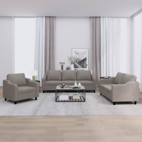 Sofa set with cushions 3 pieces taupe gray fabric by , Sofas - Ref: Foro24-3201777, Price: 668,99 €, Discount: %