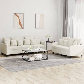 Cream velvet 2-piece sofa set with cushions by , Sofas - Ref: Foro24-3201728, Price: 523,99 €, Discount: %