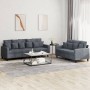 Zweiteilige Sofagarnitur aus dunkelgrauem Samt mit Kissen von , Sofas - Ref: Foro24-3201721, Preis: 551,77 €, Rabatt: %