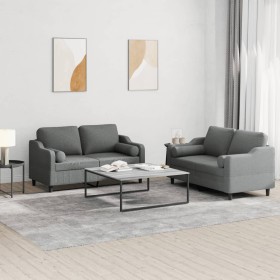 Sofagarnitur mit Kissen 2-teilig aus dunkelgrauem Stoff von , Sofas - Ref: Foro24-3201819, Preis: 468,32 €, Rabatt: %