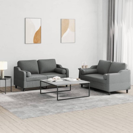 Sofa set with cushions 2 pieces dark gray fabric by , Sofas - Ref: Foro24-3201819, Price: 468,32 €, Discount: %