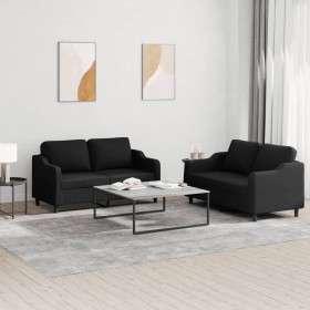 Sofagarnitur mit Kissen 2-teilig aus schwarzem Stoff von , Sofas - Ref: Foro24-3201806, Preis: 478,91 €, Rabatt: %