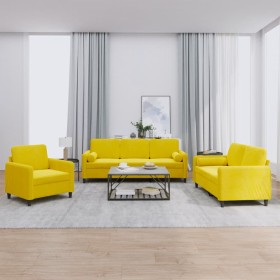 Yellow velvet 3-piece sofa set with cushions by , Sofas - Ref: Foro24-3201960, Price: 669,99 €, Discount: %