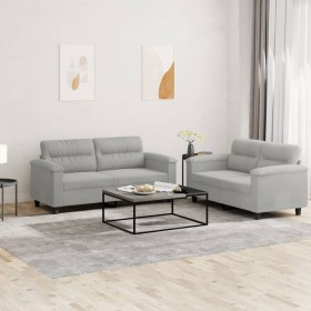 Sofa set with cushions 2 pieces light gray microfiber fabric by , Sofas - Ref: Foro24-3202315, Price: 493,99 €, Discount: %