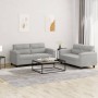 Sofa set with cushions 2 pieces light gray microfiber fabric by , Sofas - Ref: Foro24-3202315, Price: 496,05 €, Discount: %