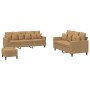 Dreiteilige Sofagarnitur aus braunem Samt mit Kissen von , Sofas - Ref: Foro24-3201737, Preis: 564,20 €, Rabatt: %