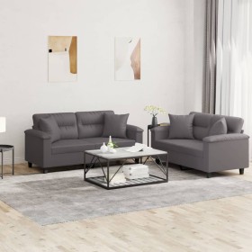 Gray synthetic leather 2-piece sofa set with cushions by , Sofas - Ref: Foro24-3202374, Price: 498,30 €, Discount: %