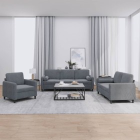 Dreiteilige Sofagarnitur aus dunkelgrauem Samt mit Kissen von , Sofas - Ref: Foro24-3201955, Preis: 662,37 €, Rabatt: %