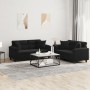 Sofa set with cushions 2 pieces black microfiber fabric by , Sofas - Ref: Foro24-3202329, Price: 513,61 €, Discount: %